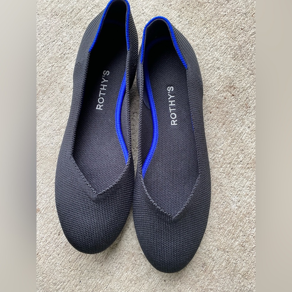 Rothy's Charcoal and Royal Blue Flats